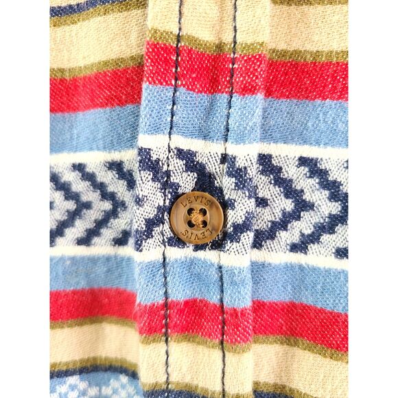 Levis Denim Tribal Southwestern Button Up Shirt LARGE Retro Western Cowgirl Top - Picture 4 of 7